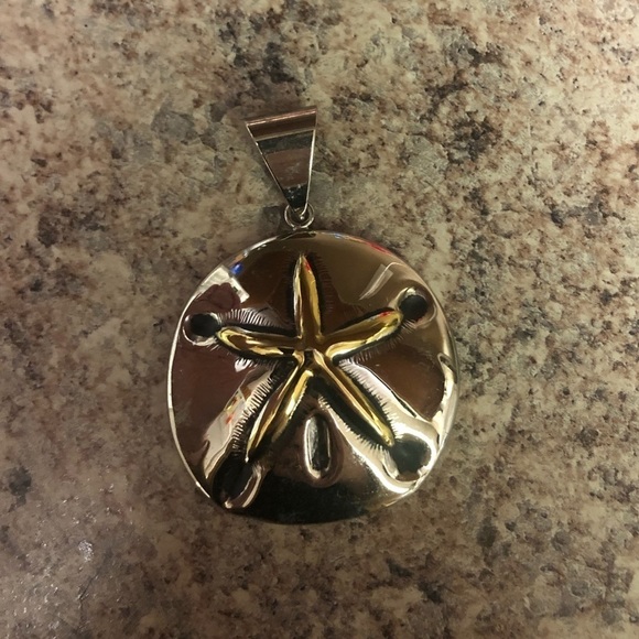 Silver and Gold Sand Dollar Pendant - Picture 2 of 5